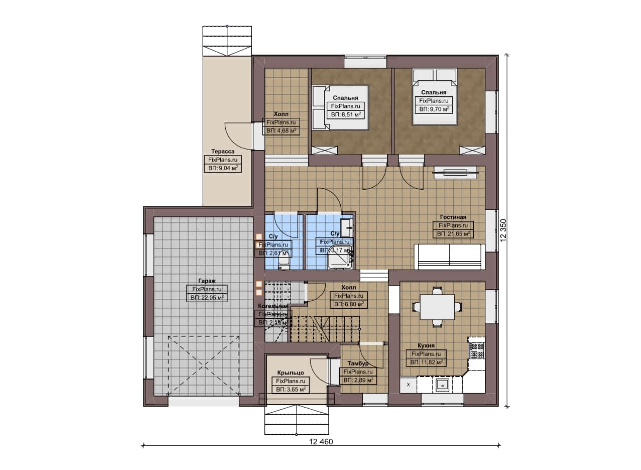 Планировка Одноэтажный дом с мансардой  F-6650