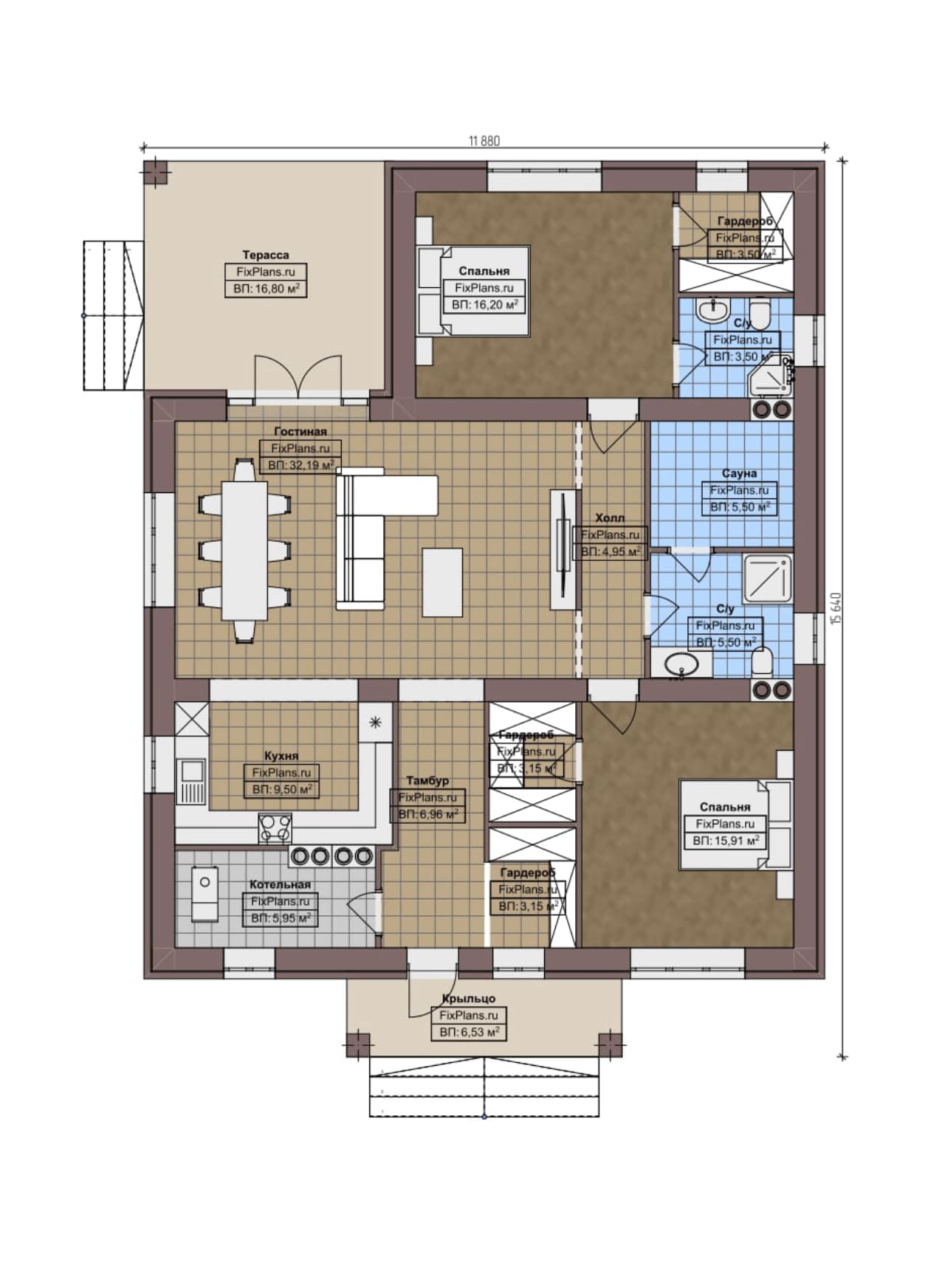Планировка Одноэтажный дом F-8468