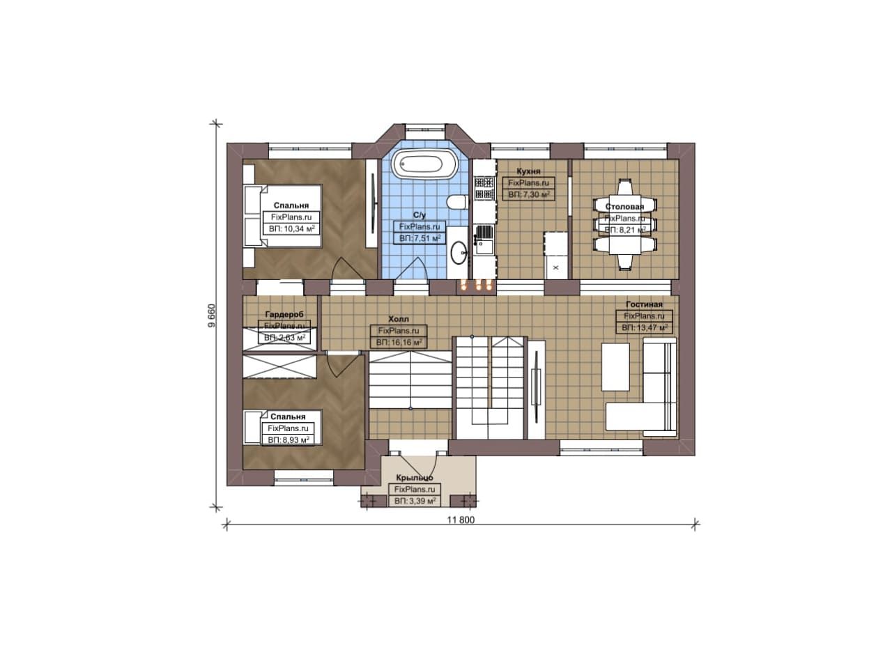 Планировка Одноэтажный дом F-21617