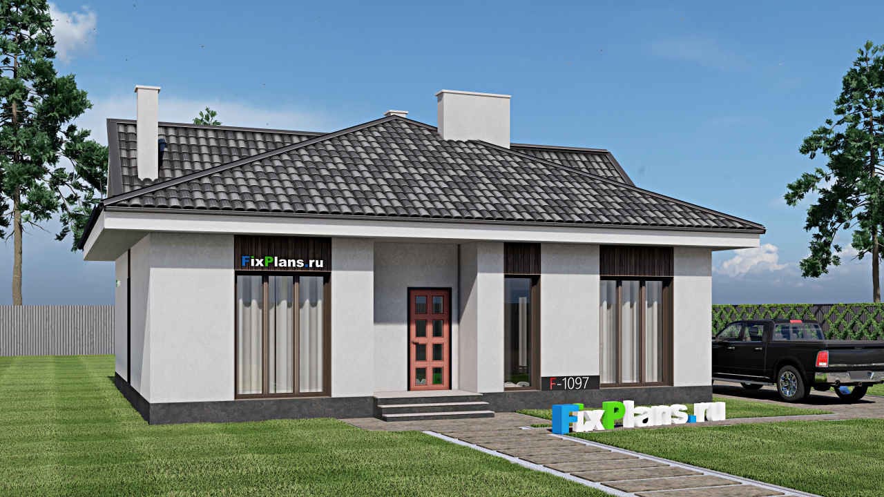 Одноэтажный дом F - 1097 — фасад