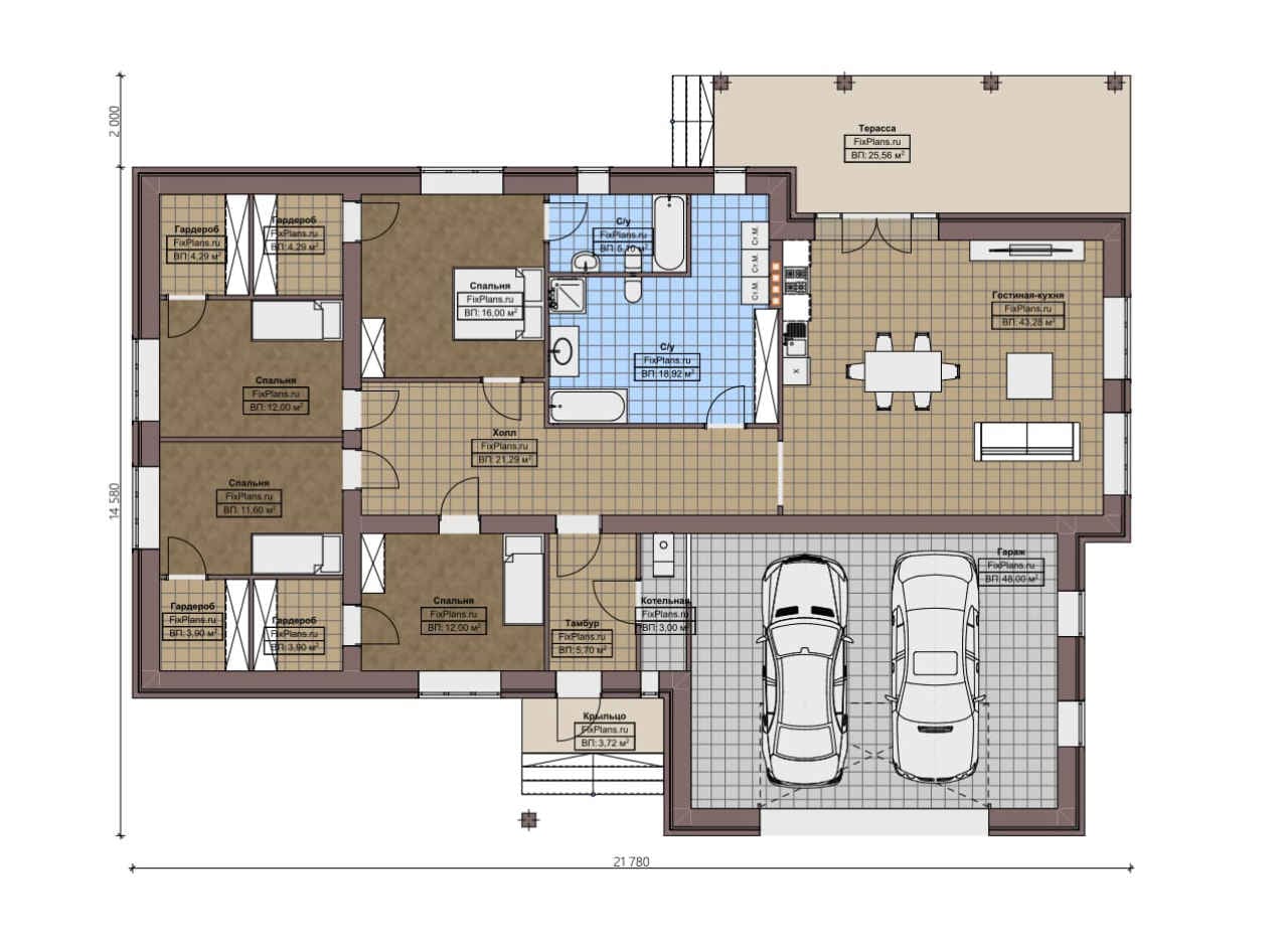 Планировка Одноэтажный дом F-3743